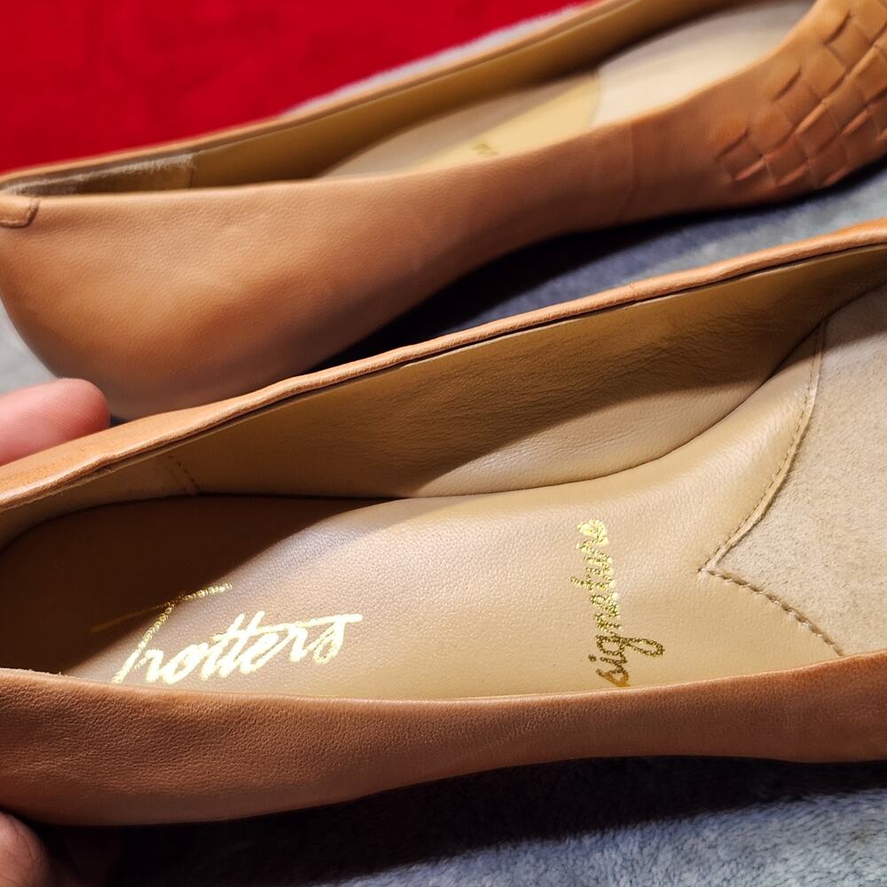 Trotters Signature Woven Leather Flats Women's 7.5M Tan Cognac Pointed Toe... - Picture 5 of 11
